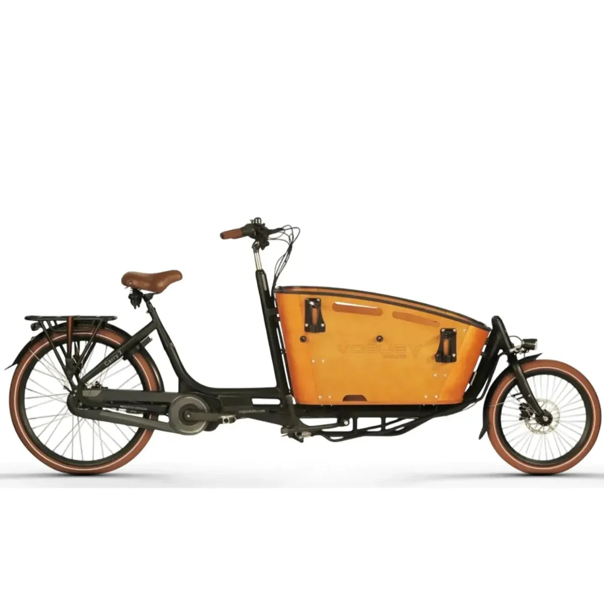 Vogue Carry 2 Zwart/Bruin – Elektrische bakfiets met krachtige middenmotor
