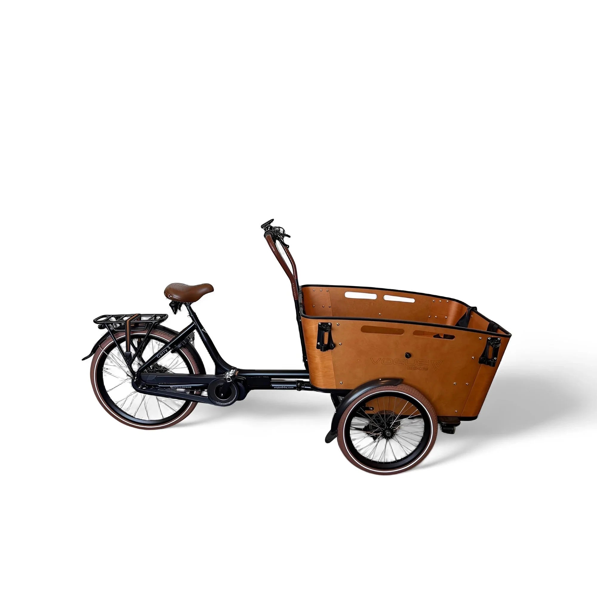 Vogue Carry 3 Matt Zwart/Bruin – Elektrische bakfiets met Bafang middenmotor