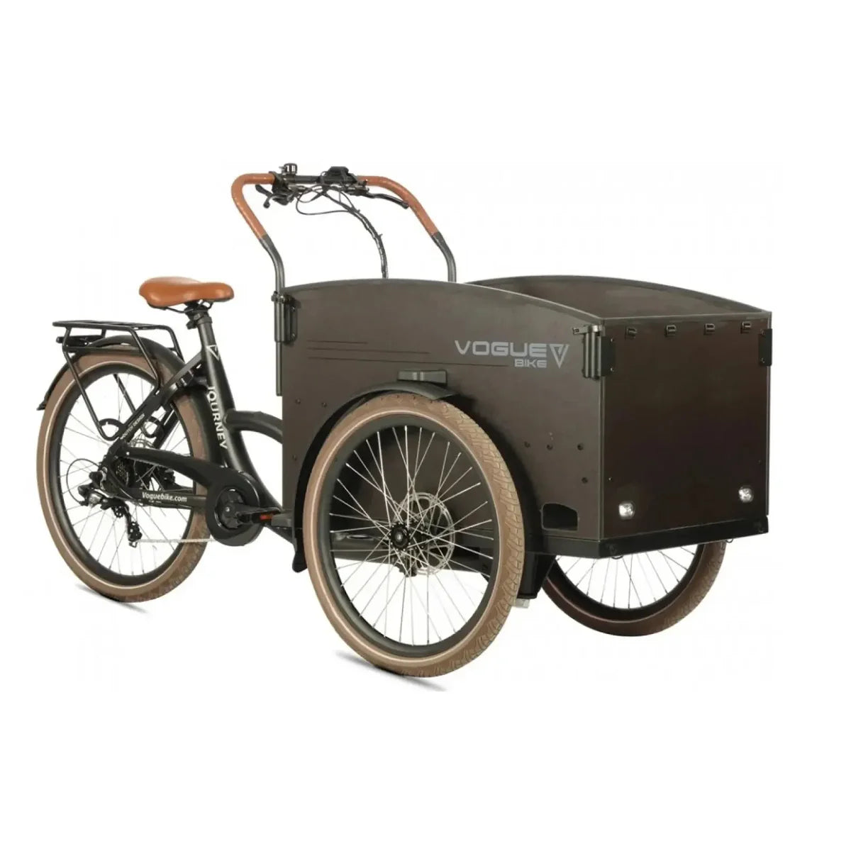 Vogue Journey S Zwart/Bruin – elektrische bakfiets voor 4 kinderen