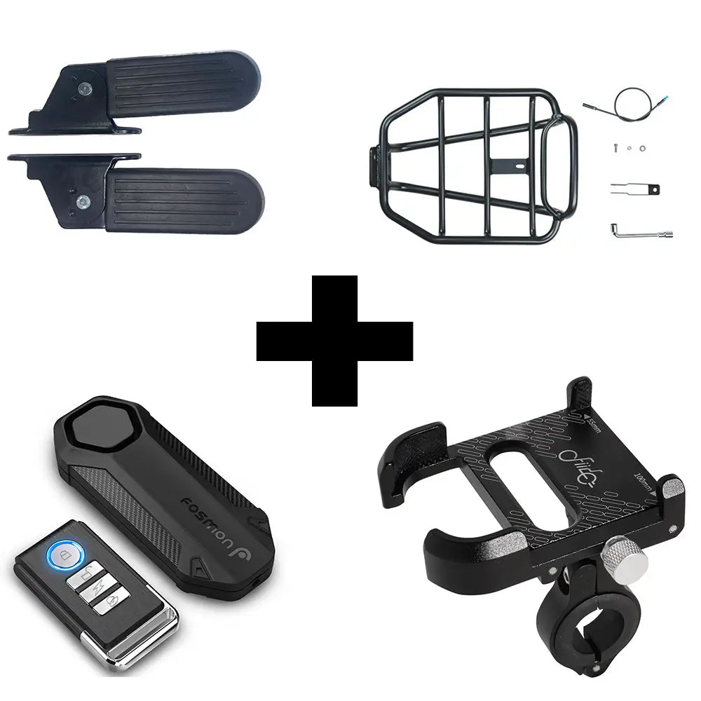 Qmwheel V20 mini fatbike 16 inch met accessoirespakket, compacte fatbike met brede banden en stevige frame in de afbeelding