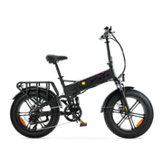 Zwarte ENGWE Engine X elektrische fiets met vering, opvouwbaar en geschikt voor terrein, met dikke banden en een stevig frame