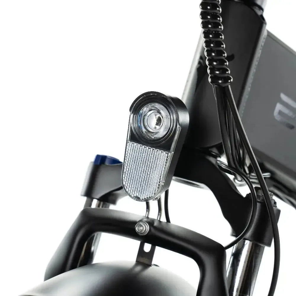 Engwe Engine X zwarte opvouwbare elektrische fiets met vering, lichtgewicht en geschikt voor stadsvervoer.