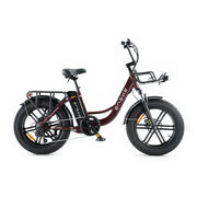 Engwe L20 Boost elektrische fiets in rood, comfortabele e-bike met lage instap en moderne ontwerp, klaar voor gebruik.
