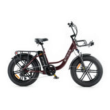 Engwe L20 Boost elektrische fiets in rood, comfortabele e-bike met lage instap en moderne ontwerp, klaar voor gebruik.