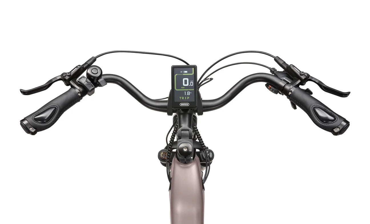 Maxtron Marathon Goud elektrische fiets met grote accu, frame en elektrische aandrijving zichtbaar in de afbeelding