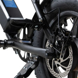 Ouxi C80 Mini compacte elektrische fatbike in doos, elektrische fiets met brede banden en zwart frame, klaar voor gebruik