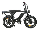 Elektrische fatbike OUXI C80 V8 van bovenaf in doos, duurzame elektrische fiets voor avontuurlijk rijden