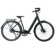 Roxx Neo+ e-bike in doos, zwart met blauwe accenten, klaar voor montage, door Roxx Bike ontworpen elektrische fiets.
