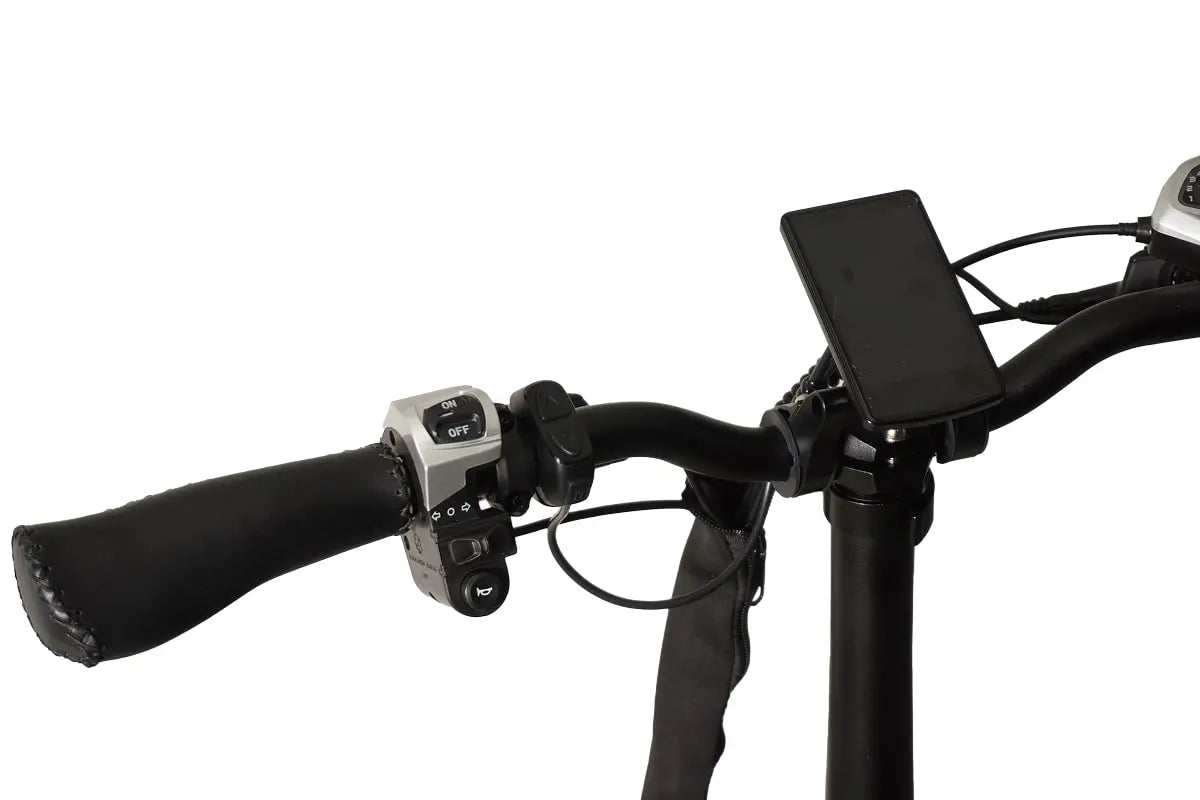 Elektrische fiets Roxx RX1+ van Roxx Bike, in doos, klaar voor montage, met zwart frame en elektrische aandrijving.