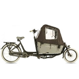 Vogue Carry 2 grijze elektrische bakfiets met middenmotor, stabiel frame en ruime bak voor comfortabel vervoer.