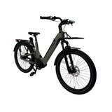 Vogue Artemis grijze elektrische fiets met middenmotor en riemaandrijving, comfortabel voor dagelijks gebruik.