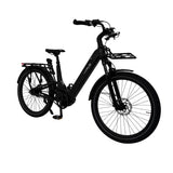 Zwart Vogue Artemis comfort e-bike met riemaandrijving, matte afwerking en moderne ontwerp, zichtbaar in de afbeelding.