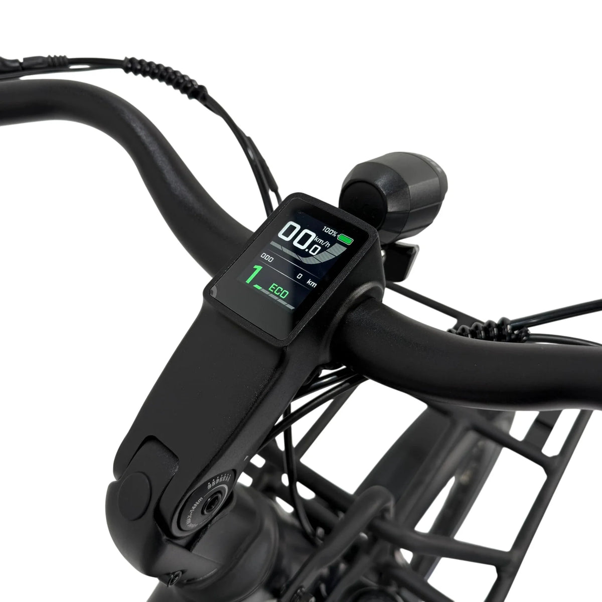 Vogue Artemis Zwart comfort e-bike met riemaandrijving, frame en zadel zichtbaar, ideale elektrische fiets voor stadsritten