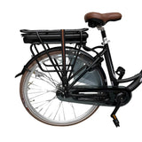 Vogue Basic E-bike in bruin en zwart, comfortabele stadsfiets met 13Ah accu en stevige frame, geschikt voor stadsritten.