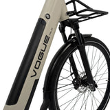 Vogue Milo grijze luxe e-bike met riemaandrijving, Bafang motor en geïntegreerde accu voor comfortabel rijden