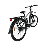 Vogue Milo Man grijze e-bike met onderhoudsarme riemaandrijving en comfortabele zithouding, geschikt voor stadsritten