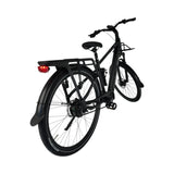 Vogue Milo Man zwarte e-bike met onderhoudsarme riemaandrijving en moderne ontwerp, ideaal voor stadsverkeer.