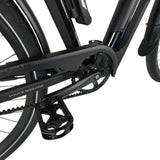 Vogue Milo Man Zwart e-bike met riemaandrijving en onderhoudsarme motor, geschikt voor comfortabel en efficiënt fietsen.