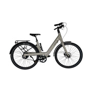 Vogue Nova grijze elektrische fiets met lage instap en comfortabele zithouding, geschikt voor stadsritten en recreatief gebruik