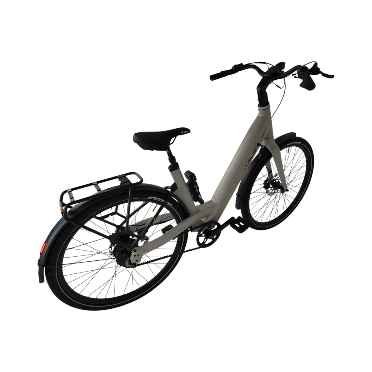 Vogue Nova elektrische fiets in grijs met lage instap, comfortabele e-bike voor stadsverkeer en recreatief gebruik