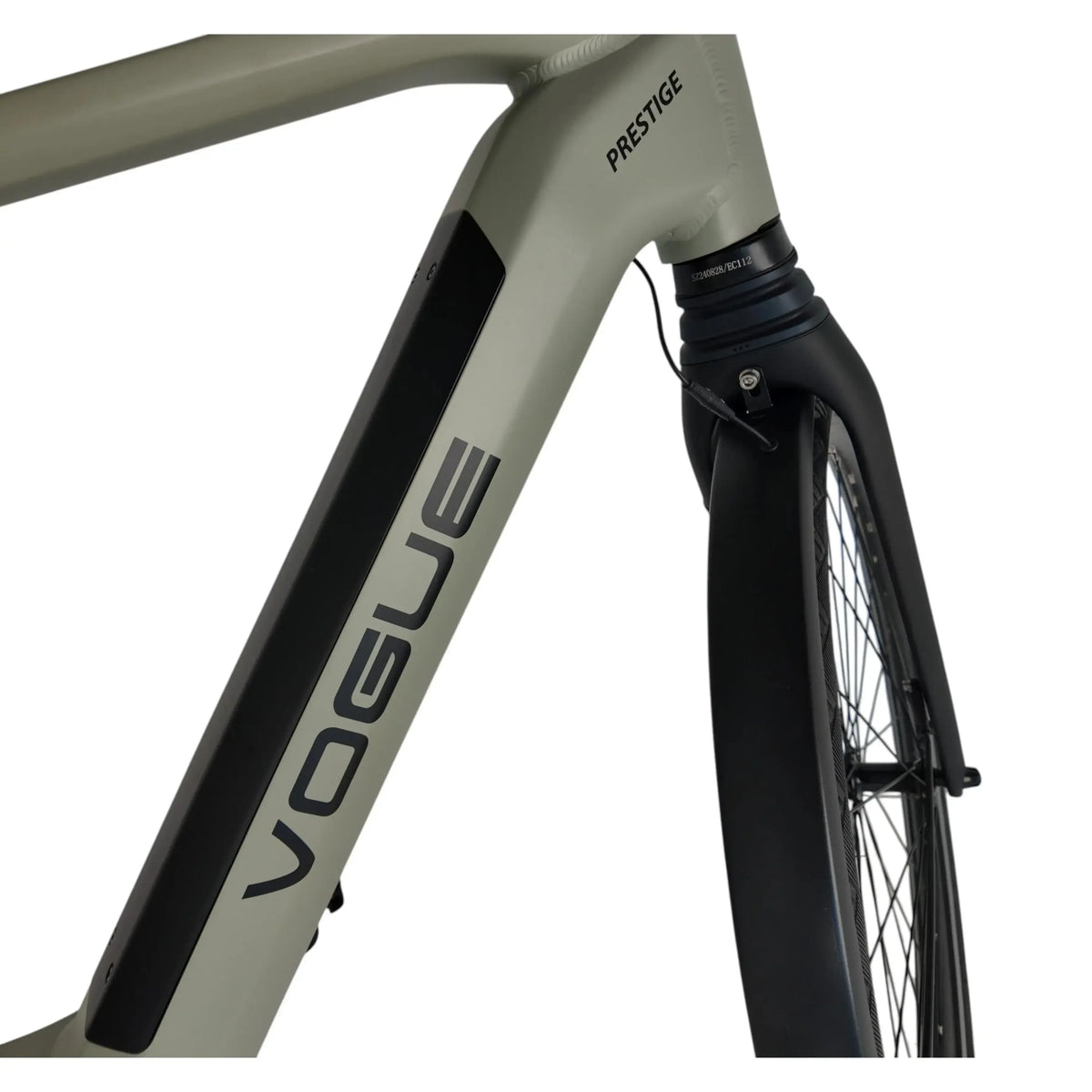 Vogue Prestige heren e-bike Cement Grijs met middenmotor en accu, premium design en stevige frame voor comfortabel rijden
