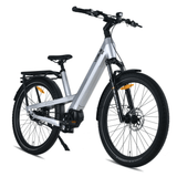 Vogue SUV grijze elektrische fiets met Shimano middenmotor, robuust frame en comfortabele zithouding voor stadsgebruik