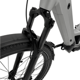 Vogue SUV grijze elektrische fiets met Shimano middenmotor, robuuste e-bike voor stads- en recreatief gebruik