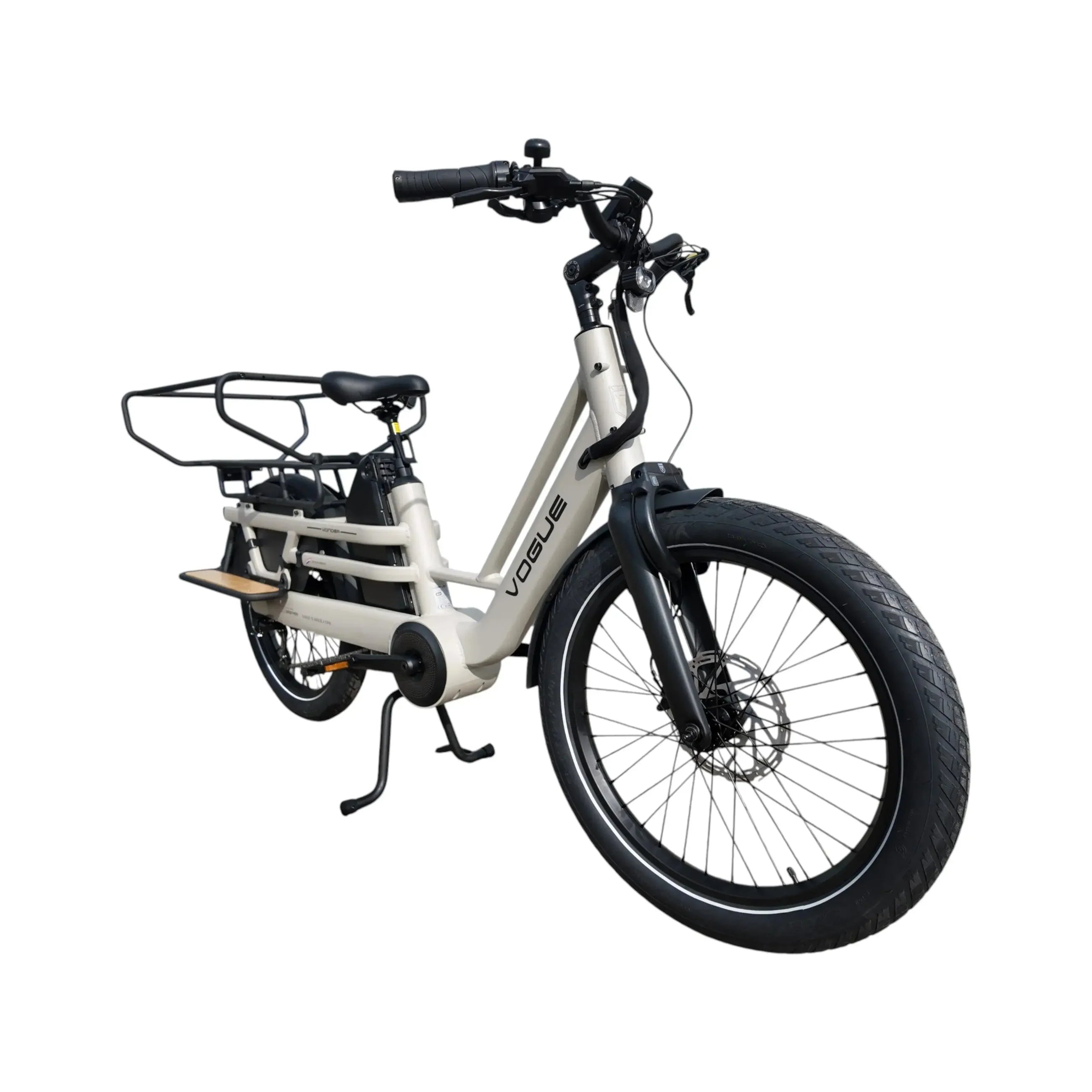 Vogue Wonder Fashion grijze elektrische longtail e-bike in doos, gezinsvriendelijk model, geschikt voor comfortabel stadsgebruik