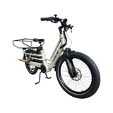 Vogue Wonder Fashion grijze elektrische longtail e-bike in doos, gezinsvriendelijk model, geschikt voor comfortabel stadsgebruik