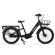 Zwarte Vogue Avalanche Matt e-bike met Shimano middenmotor, frame en aandrijving zichtbaar in de afbeelding.