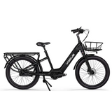 Zwarte Vogue Avalanche Matt e-bike met Shimano middenmotor, frame en aandrijving zichtbaar in de afbeelding.
