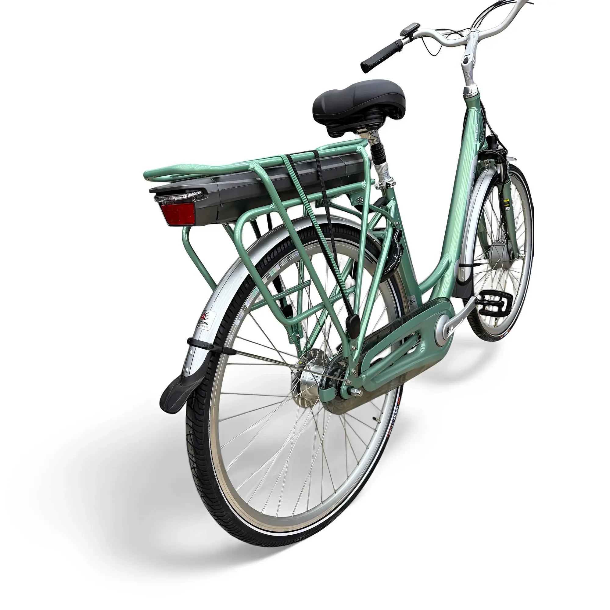 Groene Vogue Basic E-bike elektrische stadsfiets met comfortzitting en 13Ah accu, ideaal voor stadsvervoer