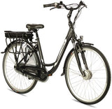 Zwart Vogue Basic e-bike elektrische fiets met comfortabele zithouding en 13Ah accu, geschikt voor stadsritten.