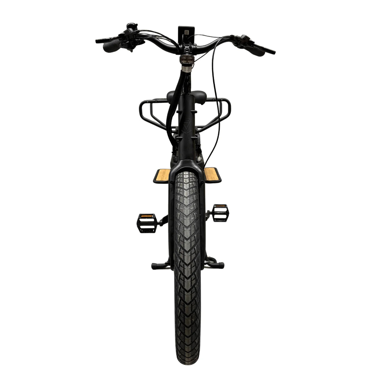 Vogue Wonder zwarte elektrische longtail fiets, gezinsvriendelijk, klaar voor montage, met zadel en stuur zichtbaar.