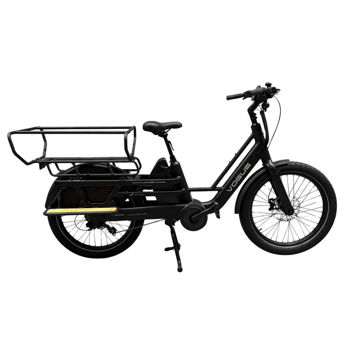 Vogue Wonder zwarte elektrische longtail fiets, gezinsvriendelijke elektrische fiets in doos, geschikt voor dagelijks gebruik